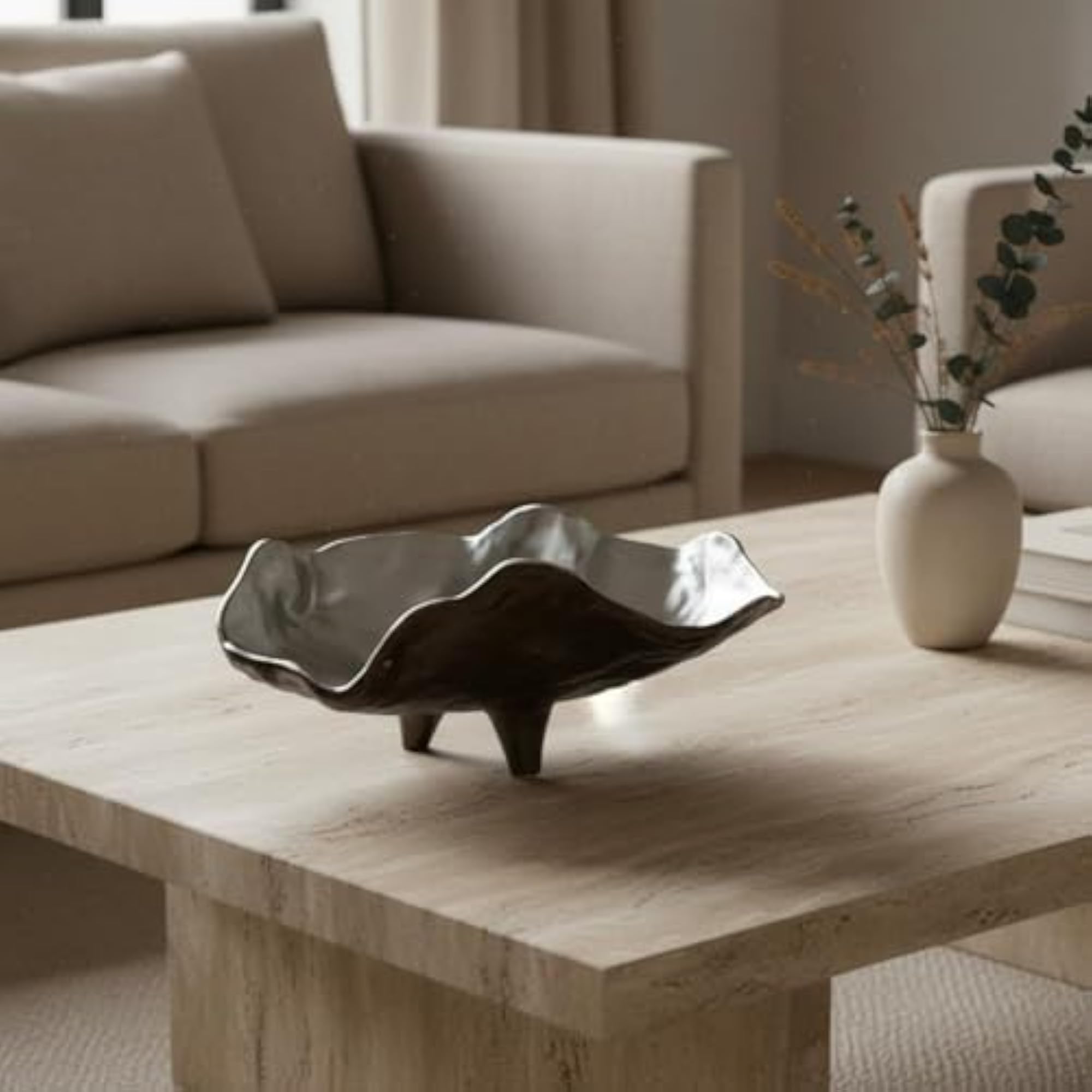 Retro Silver Tray, Italian Design Irregular Metal Tray