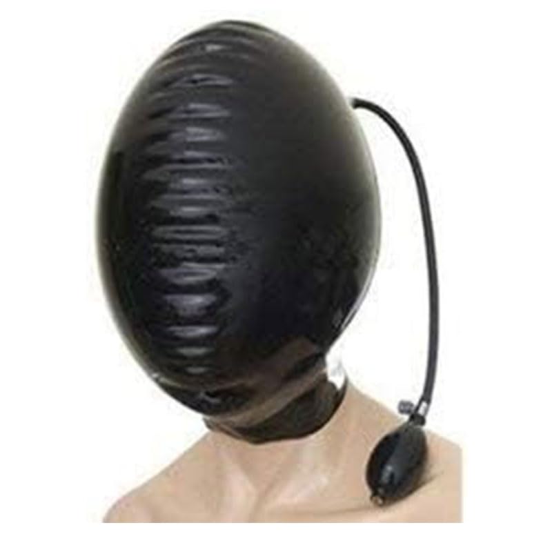Masque restrictions fétichistes caoutchouc double couche pour éviter les déchirures BDSM