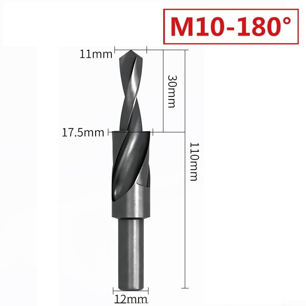 Counterbore Drill Bit, HSS Counterbore Spiral Step Drill Bit, 90 Degrees,180 Degrees, Counterbore Drill Bit For Metal,Countersink Drill,Countersunk Head(M10*180 Degree)