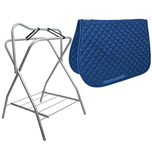 Dover Saddlery Portable Saddle Stand & Quilted All-Purpose Saddle Pad, Royal Blue #TOP25