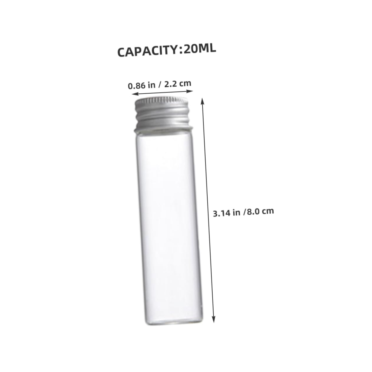 PLAFOPE 50pcs Small Glass Bottles Aluminum Caps Leakproof Sample Bottles for Ink Pigment Powder Storage