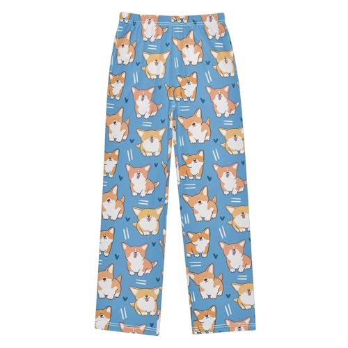 Boys' Pants Cute Cartoon Corgi Dog Long Bottoms Jogger Pants Elastic Waist Trousers with Pockets S-XL
