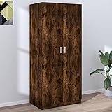 Willood Kleiderschrank mit 2 Türen Garderobenschrank Garderobe Schrank Dielenschrank Schlafzimmerschrank Räuchereiche 80x52x180 cm Holzwerkstoff