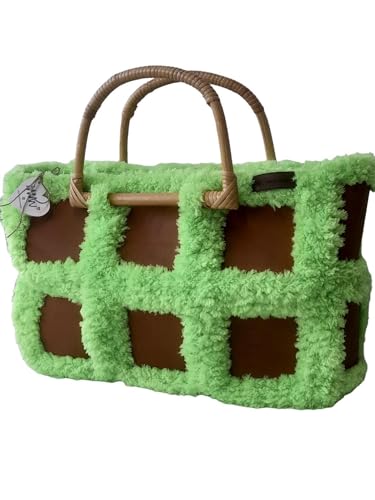 Sac fait main vert réversible en cuir véritable au charme naturel intemporel