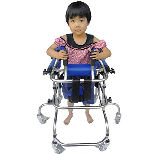Andador para personas con parálisis cerebral. Andador de acero todoterreno con ruedas, asiento, asas y capacidad de carga: 120 kg.
