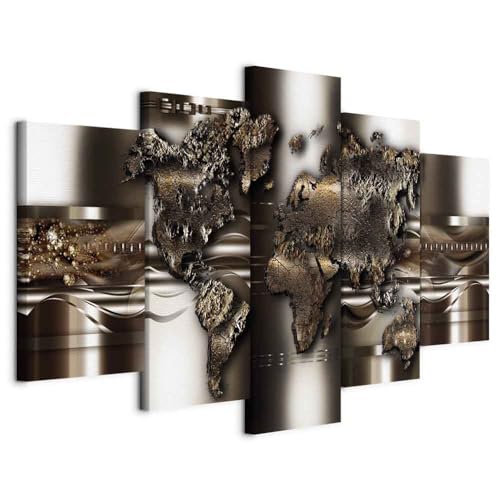 murando - Quadro Astratto 225x112.5 cm 5 Pezzi - Stampa su Tela Canvas con Struttura - Quadri Componibili Moderni Soggiorno Grandi - Murale Arte Decorazioni da Parete Decori - Mondo k-A-0039-b-n