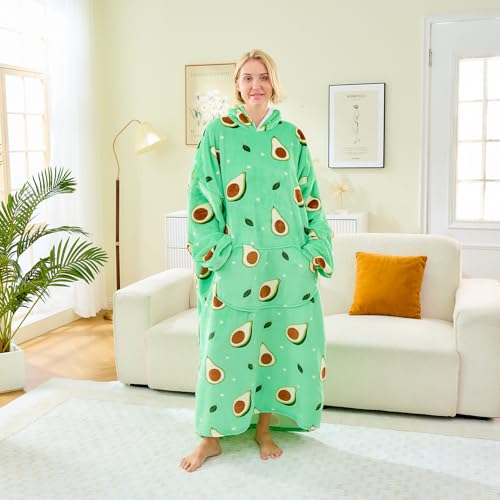 Moinlizy Avocado Oversized Flannel-Sherpa Wearable Blanket Hoodie — view 2