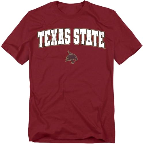 LOGOVISION Texas State University Arch Logo Unisex Adult T Shirt, Maroon, Large