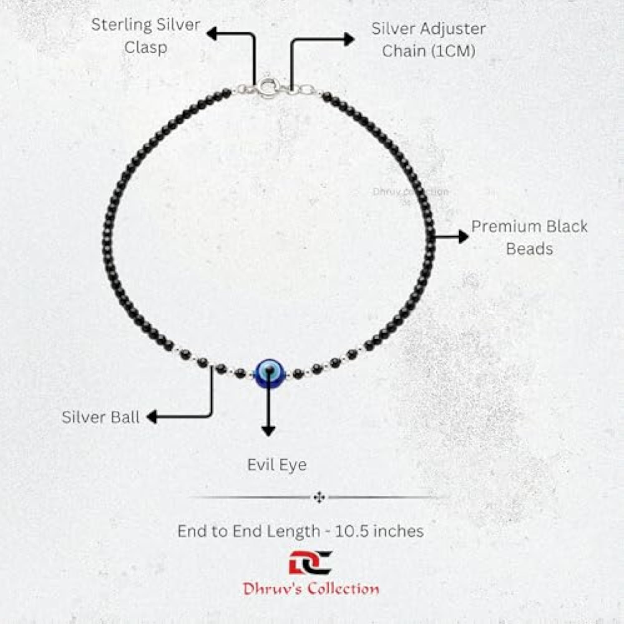 925 Sterling Silver Evil Eye Nazariya Anklet Pair for Women