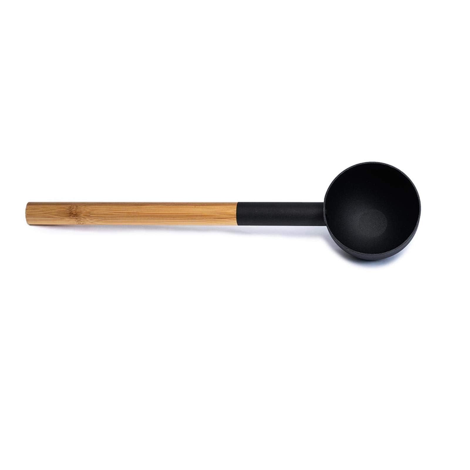 Seau de Sauna de en Aluminium avec Manche Long en Bois 7 l, Noir