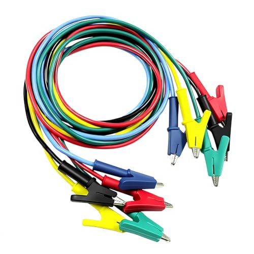 5 Stück Doppelendige Krokodilklemmen Messleitungen, Flexible Kupferkabel, 15A Prüfkabel mit Isolator-Schutz, für Multimeter, Elektrische Tests