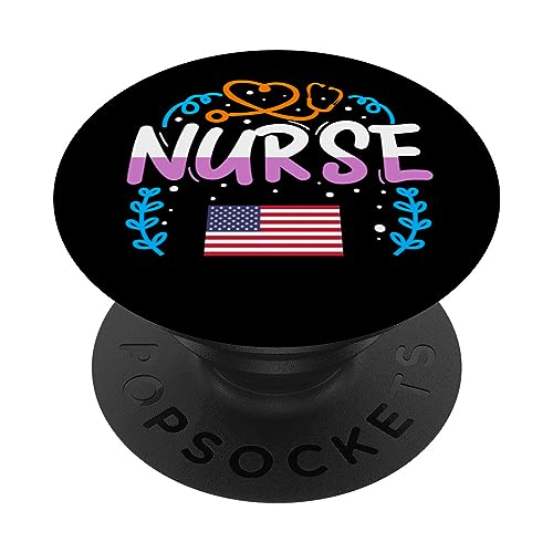 Nursing Patriot USA Nurse American Flag VA Nurse 4th of July PopSockets mit austauschbarem PopGrip