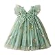 JiAmy Baby Mädchen Kleid Schmetterling Blumen Stickerei Ärmelloses Tüllkleid Kleinkind Sommer Hochzeit Geburtstag Party Prinzessin Kleider für Mädchen 4-5 Jahre Grün