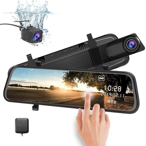 Image of 10 inch IPS Touch Screen Mirror 4K Dash Cam for Car with Dual Camera Recording Front and Rear | WiFi | GPS | Night Vision | Parking Assistance | G-Sensor | Loop Recording Dashboard Camera