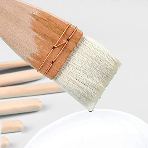 Zyamy Creative Mark Hake Paintbrush Set 4Pcs 1 Inch Professional Soft White Goat Hair Stitch-Tied Brushes For Wash, Background Work,Watercolor And Ceramic Pottery #TOP5
