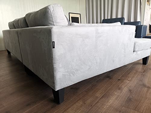 Stendmar 3pc Contemporary Grey Microfiber Fabric Sectional Sofa Chaise Ottoman S168LG - Image 6