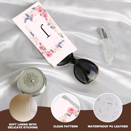 Image of Anikathy 2Pcs Initial Letter Sunglass Eyeglass Glasses Case Soft PU Leather with Cleaning Cloth Cute for Men Women Girs