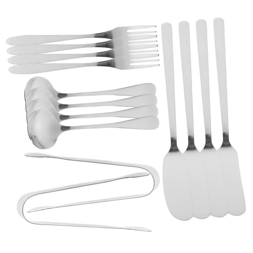 CIYODO Cheese Butter Knife Set 4pcs Silverware Set Fork Spoon Tong for Cheese Desserts Charcuterie