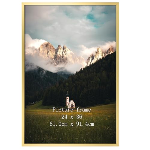 Giftgarden Gold Bilderrahmen 61x91,5 cm - Aluminium Rahmen für Fotos, Puzzles und Poster - Großer Fotorahmen für Wohnzimmer, Schlafzimmer, Arbeitszimmer