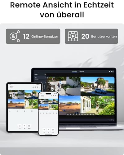 Reolink 5MP &Uuml;berwachungskamera Set Outdoor, 4X 5MP PoE IP Dome Kamera &Uuml;berwachung Aussen und 8CH 2TB HDD NVR f&uuml;r 24/7 Video&uuml;berwachung, Personen-/Fahrzeugerkennung, Nachtsicht, RLK8-520D4-5MP