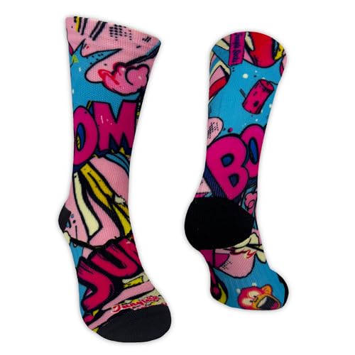 Jungle Socks Calzini Sportivi Lunghi Colorati e Divertenti per Uomo e Donna, per CrossFit, Ciclismo, Corsa, Palestra, MTB. Progettato in Europa. 39-42 EU.
