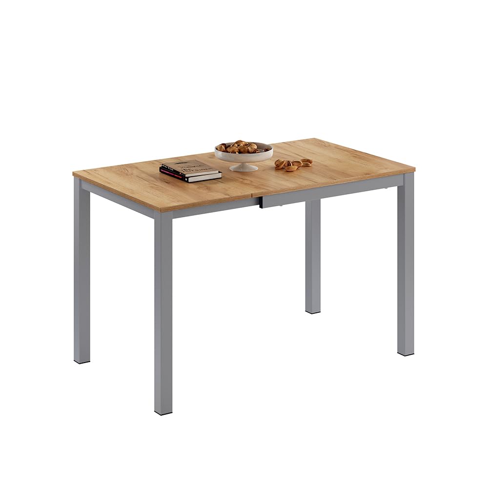 Vicco Table de Salle à Manger Granny, chêne/Gris, 120x70cm Extensible, avec Fonction d’Extension pour des Longueurs de Table Variables