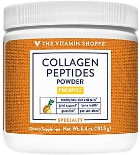 The Vitamin Shoppe Collagen Peptides Powder - Supports Hair, Skin Nails, Bones & Joints - Grass Fed & Pasture Raised, Pineapple (30 Servings)
