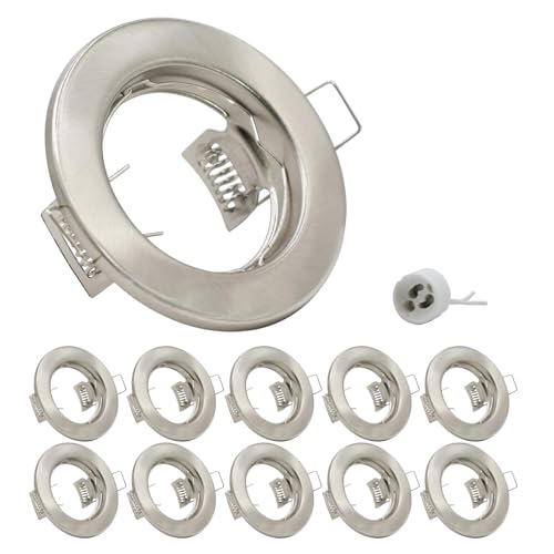 JOYINLED Lot de 10 spots LED encastrables GU10 - Cadre de montage rond - 68 mm - Avec douille GU10 pour ampoules LED ou halogènes - Non orientables
