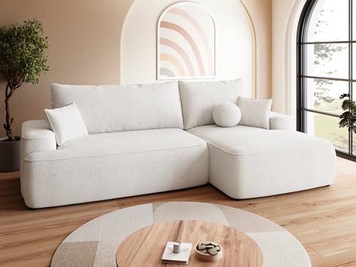 BROMARKT Sofa mit Schlaffunktion Ecksofa L-Form mit Bettkasten Couch Polsterstoff Schlafsofa mit Relaxfunktion Carmello 250x150x90 cm Weiß BROMARKT Sofa mit Schlaffunktion Ecksofa L-Form mit Bettkasten Couch Polsterstoff Schlafsofa mit Relaxfunktion Carmello 250x150x90 cm Weiß