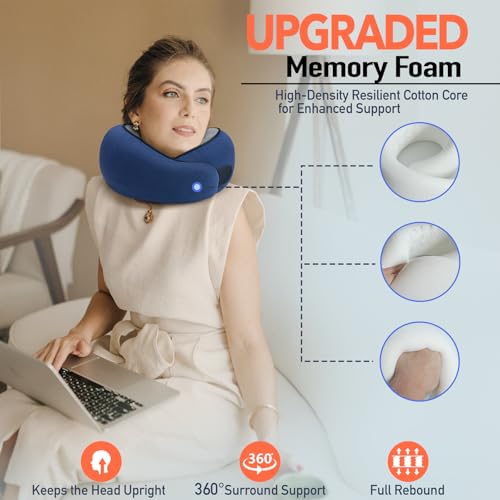 Image of Travel Pillow | High-Density Memory Foam Pillow with 360 Surround Support. Ergonomically Designed. Ideal for Airplane Travel and Home Use.