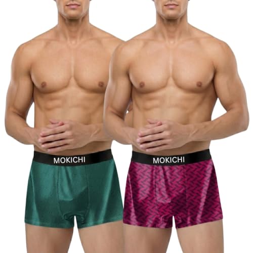 Image of Men's Microfiber Boxer Briefs Pack of 2 | Ultra Soft Stretch Trunks | Moisture-Wicking Breathable Innerwear | Printed Premium Underwear for Men | Comfortable Elastic Waistband