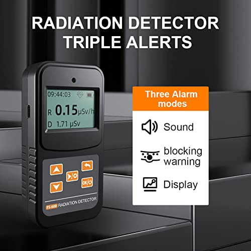 Image of Geiger Counter Nuclear Radiation Detector, Professional High Accuracy Radioactive Detector Meter Beta Gamma X Ray Data Tester Marble Dosimeter (White)