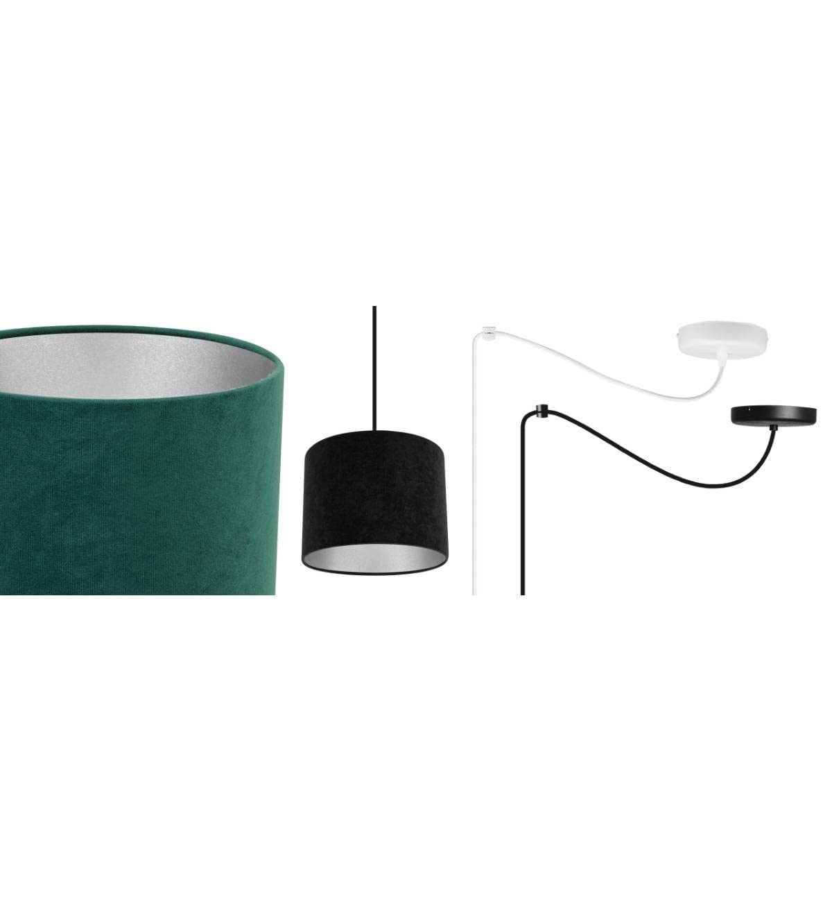 Light-Home Spider Milan Lampara de Techo Colgante - Lámpara de Araña - Lampara de Techo Modernas - Metal y Tela - 1 Luce - E27 - Beige y plata
