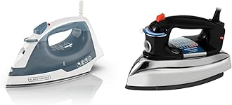 BLACK+DECKER Easy Steam Compact Iron, IR40V, Nonstick Plate, SmartSteam, Anti-Drip, Auto Shutoff & The Classic Iron, F67E-T, Aluminum Soleplate, Steam or Dry Ironing