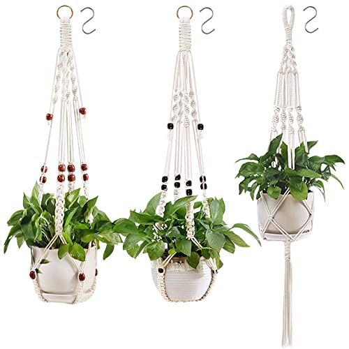 Quilax Makramee Blumenampel 2er Set - Baumwoll Hängeampel Für Blumentöpfe Boho Deko