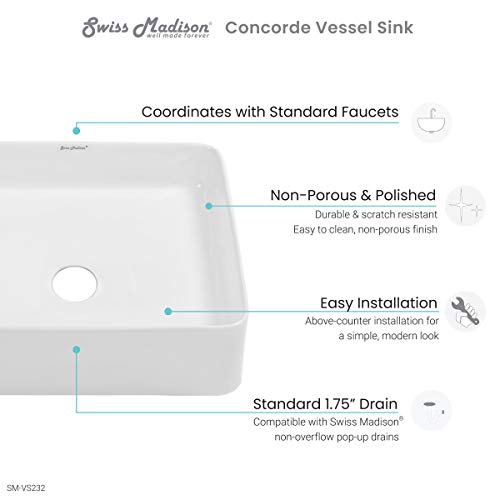Image of Concorde Ceramic Square Vessel Sink