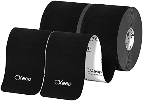 CKeep Uncut Kinesiology Tape(2 Rolls), Original Cotton Elastic Premium Athletic Tape,Latex Free Hypoallergenic, 2inch x 16ft, Black