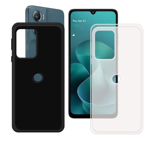 LCEHTOGYE Funda para Motorola Moto G06 Power,Translúcido + Negro Ultra Fina Carcasa Silicona Gel TPU Suave Protectora Caso Anti-arañazos Case para Motorola Moto G06 Power (6,88')