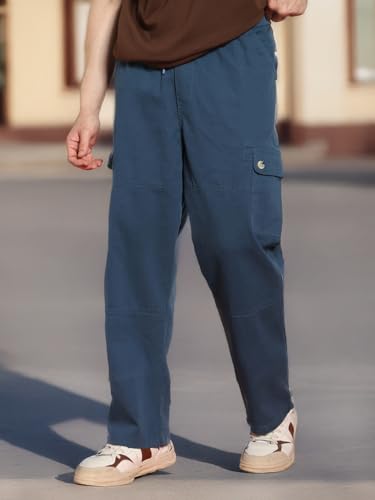 Image of Urbano Fashion Men's Loose Baggy Fit Cargo Jogger Chino Pant with 6 Pockets Stretchable