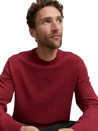 Tom Tailor Herren 1039805 Pullover, 38762 - Dark Samba Red Melange, S – Ansicht 5