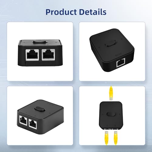 Image of Binardat Gigabit Network Switcher, Passive Ethernet Selector, in /Out to A or B Network, Bidirectional Manual Switcher, No Power Required