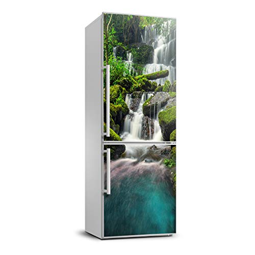 Pegatinas cubierta del refrigerador 70x190 cm decoración sala de estar vinilo cascada en la selva 2