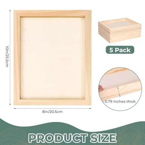 FSWCCK 5 Pack 8 x 10 inch Wood Panel Boards, Unfinished Wood Canvas Panels for Crafts, Painting Canvas, DIY Art Projects, Pouring, Arts Use with Oils, Acrylics