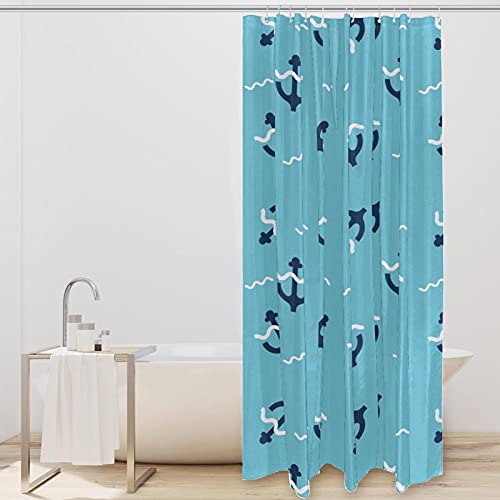 Rideau de douche anti éclaboussure bleu lavable avec crochets - 3