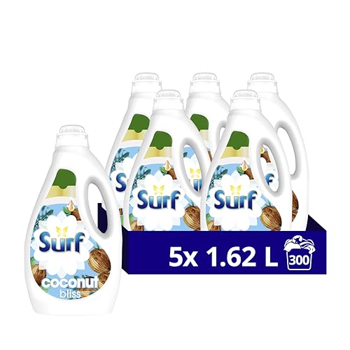 Surf Coconut Bliss Concentrated Liquid Laundry Detergent infused with natural essential oil for fresh and clean washing 5x 1.62 L (300 washes)