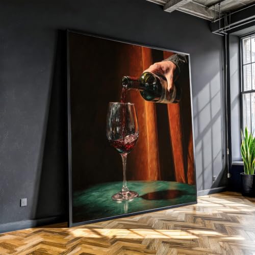 Toile décoration de bar et cuisine - Tableau thème alcool et vin 55 x 55 cm