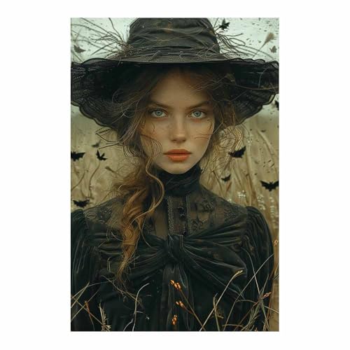 Portrait sorcière vintage art mural moderne affiche abstraite noire chambre 70x100cm