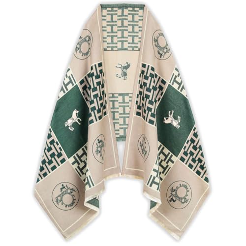 EXTREE Scarfs for Women Pashmina Silky Shawl Wrap for Evening Dressing Blanket Open Front Poncho Cape Acb-white
