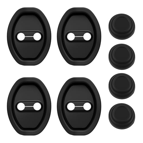 8PCS Car Door Strike Protector Kit with Door Shock Absorber,Upgraded Silicone Doors Latch Protective Cover with Full Adhesive Backing,Universal Car Doors Lock Cover