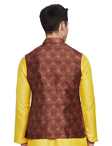 Image of ethnix Rust Polyester Blend Regular Fit Bundi